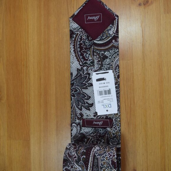 $590 BRIONI Handmade Burgundy Silver Floral Geometric Silk Tie Paisley Italy XL - Picture 9 of 13